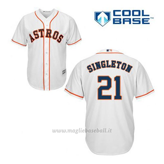 Maglia Baseball Uomo Houston Astros Jon Singleton 21 Bianco 1ªCool Base